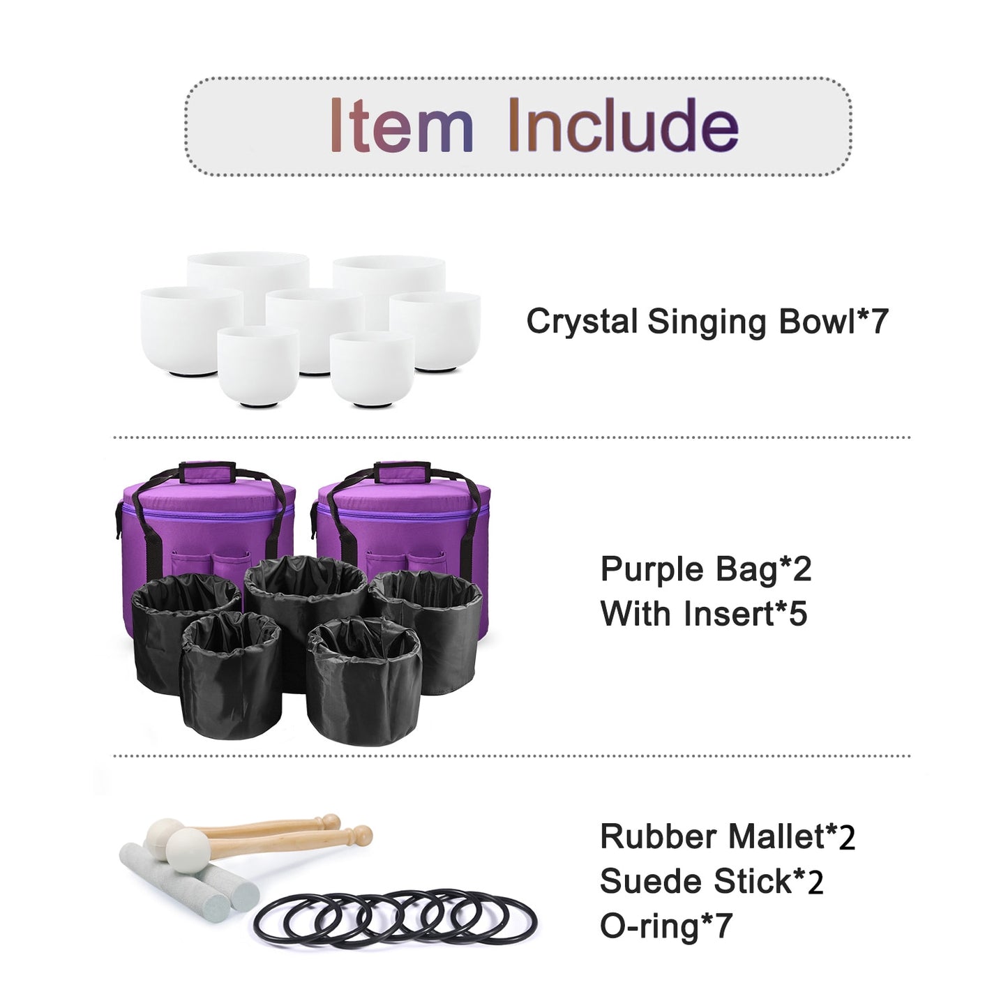 440 Hz Crystal Singing Bowls- Frosted Quartz 7"-12"